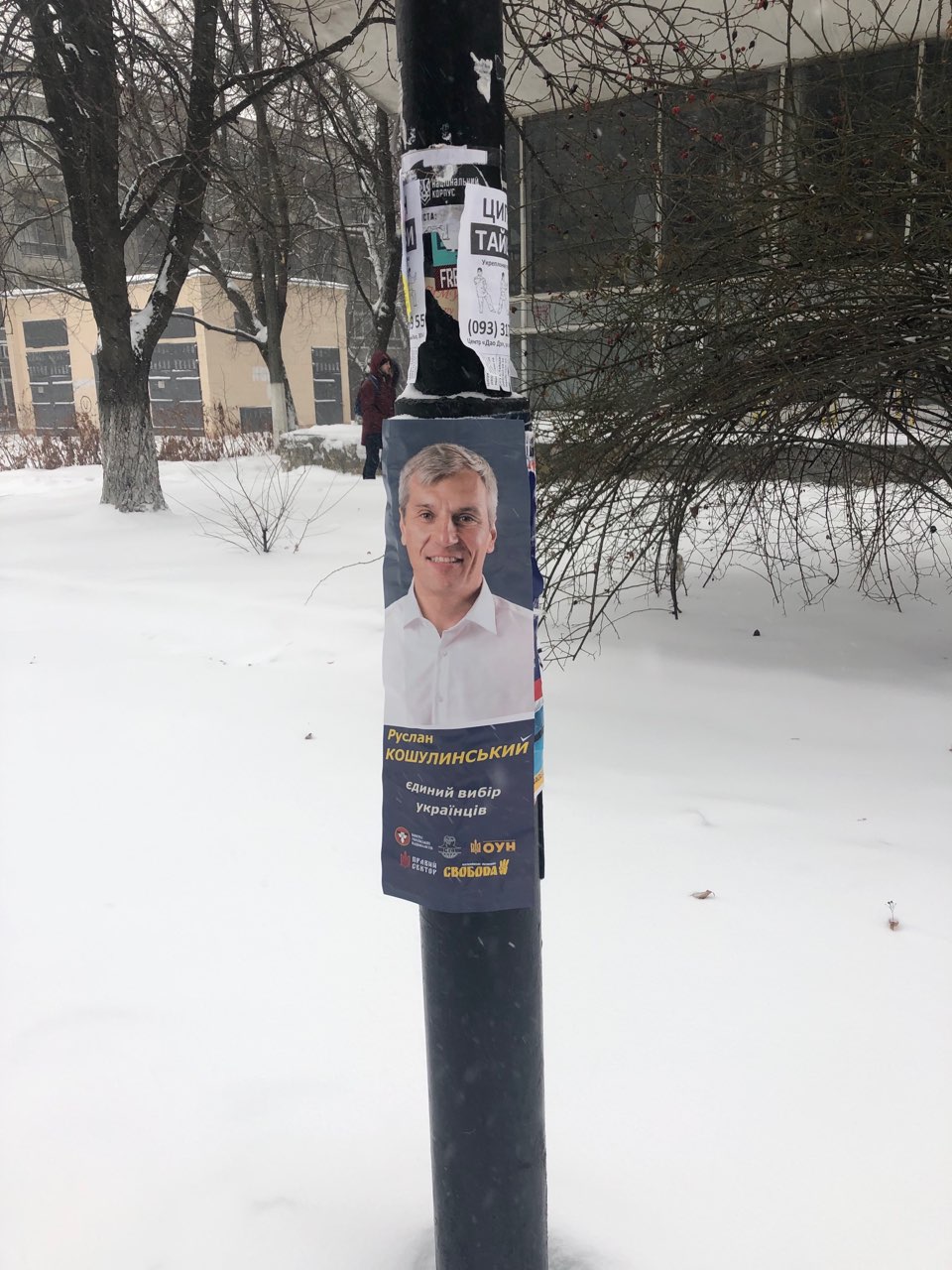 Ліхтарний стовп поруч з приміщенням факультету прикладної математики Національного технічного університету України «Київський політехнічний інститут» ім. І. Сікорського (вул. Політехнічна), 23 січня