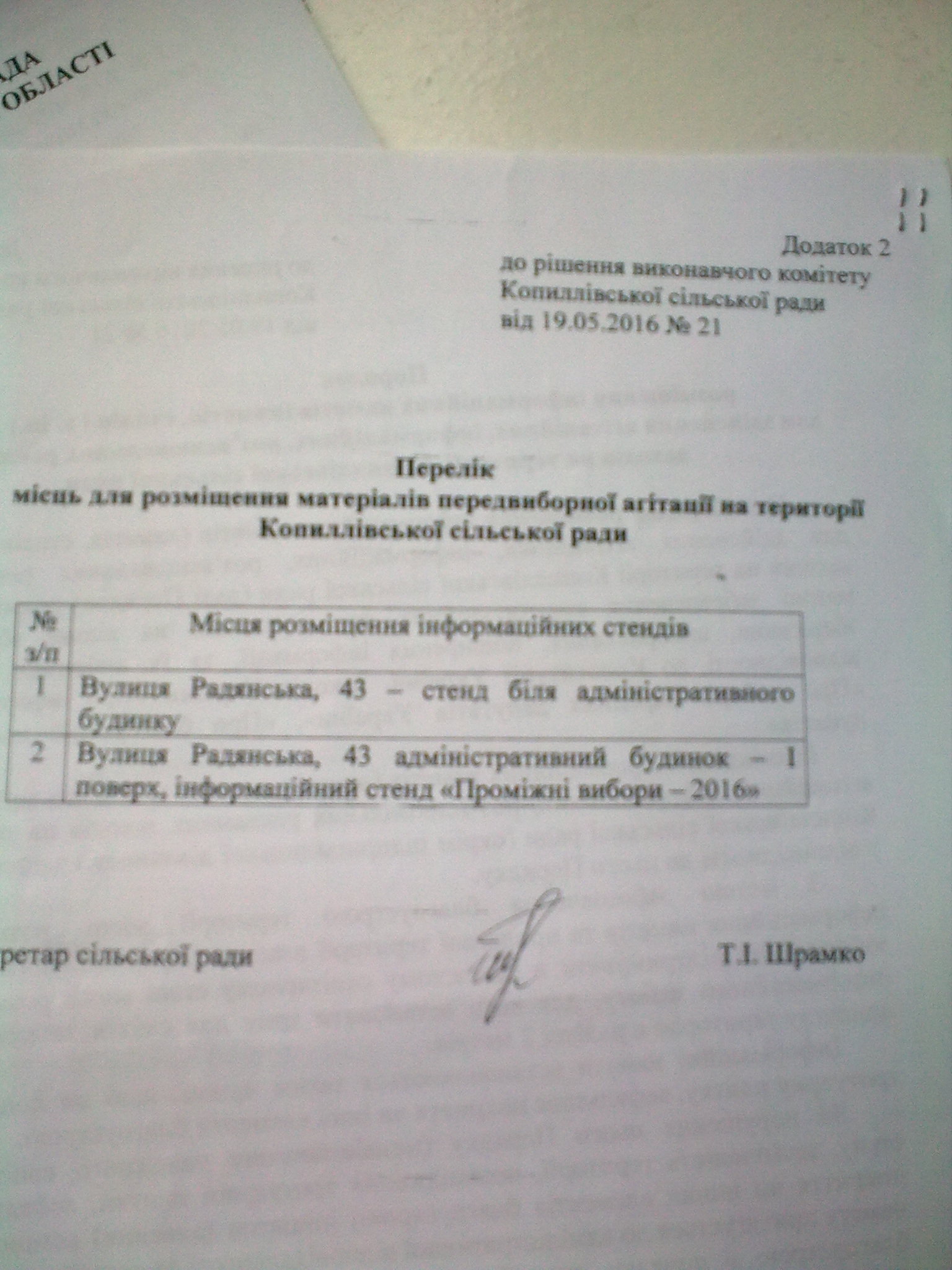 Rishennja Kopyllivskoi silskoi rady